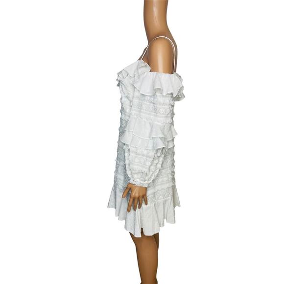 ALEXIS Calypso short dress size Small White/ cream cold-shoulder embroidered - Picture 3 of 9